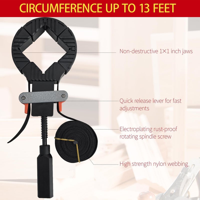 SUGOOE Band Clamps, Frame Quick Release Strap Clamps with 4 Corner Claws, Picture Frame Clamps for Woodworking - Image 3